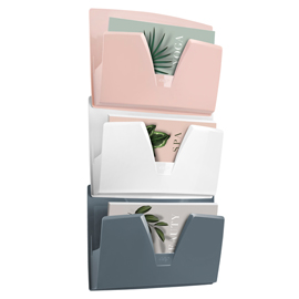 Portadocumenti da parete 170 min mineral - 3 tasche a4 - rosa/grigio/bianco - cep