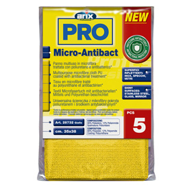 Panno multiuso micro-antibact - 35 x 38 cm - giallo - arix - conf. 5 pezzi