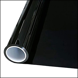 Pellicola adesiva - 50 cm x 10 m - protezione uv alta - trasparenza medio bassa -  riflettente/nero - patifix