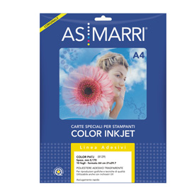 Poliestere inkjet a4 adesivo trasparente permanente 10fg marri