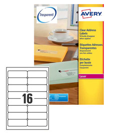 Poliestere adesivo l7562 trasparente 25fg a4 99,1x34mm (16et/fg) laser avery