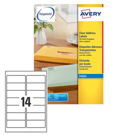 Poliestere adesivo j8563 trasparente 25fg a4 99,1x38,1 (14et/fg) inkjet avery