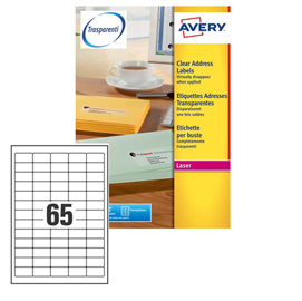 Poliestere adesivo l7551 trasparente 25fg a4 38,1x21,2mm (65et/fg) laser avery