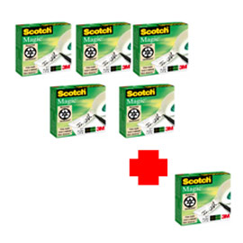 Promo pack 5+1 nastro adesivo scotch magic 810 permanente 19mmx33mt
