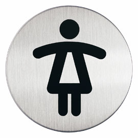 Pittogramma Ø 8,3cm 'toilette donna' in acciaio