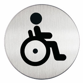 Pittogramma Ø 8,3cm 'toilette disabili' in acciaio