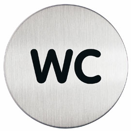 Pittogramma Ø 8,3cm 'wc' in acciaio