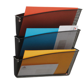 Portadocumenti da parete set da 3 vaschette mesh in rete metallica nero alba