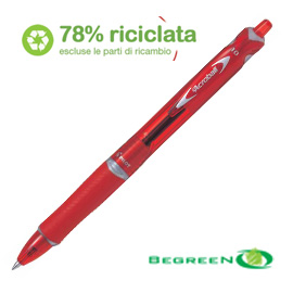 Penna sfera scatto acroball plastic 0.7mm rosso begreen pilot