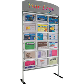 Porta avvisi menpa da terra con 18 display a4 orizzontali