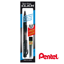 Portamine twist-erase clik 0.5mm+astuccio 12 mine 0.5 hb pentel
