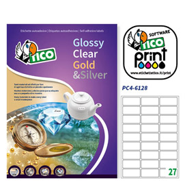 Poliestere adesivo pc4 trasparente 100fg a4 61x286mm (27et/fg) laser tico
