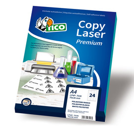 Poliestere adesivo lp4p bianco 70fg a4 70x36mm (24et/fg) laser tico