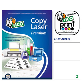 Poliestere adesivo lp4p bianco 70fg a4 210x148mm (2et/fg) laser tico