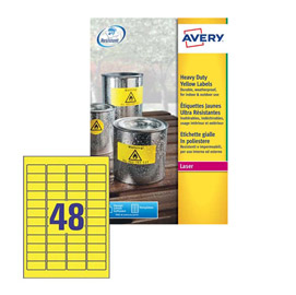 Poliestere adesivo l6103 giallo fluo 20fg a4 45,7x21,2mm (48et/fg) laser avery