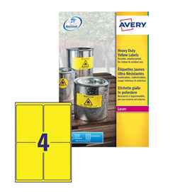 Poliestere adesivo l6127 giallo fluo 20fg a4 99,1x139mm (4et/fg) laser avery