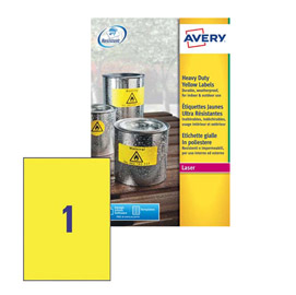 Poliestere adesivo l6111 giallo fluo 20fg a4 210x297mm (1et/fg) laser avery