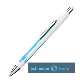 Penna a sfera a scatto epsilon bianco/azzurro punta xb schneider