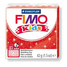 Pasta polimerica fimo kids 42gr rosso glitter 212
