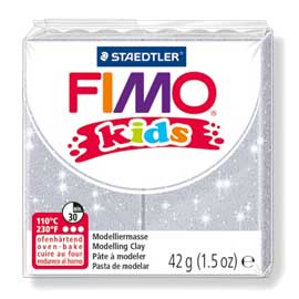 Pasta polimerica fimo kids 42gr argento glitter 812