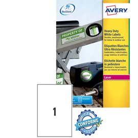Poliestere adesivo l4775 bianco 100fg a4 210x297mm (1et/fg) laser avery