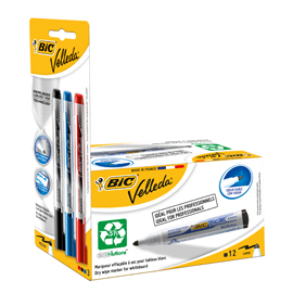 Promo box 12pz nero whiteboard velleda® 1701 recycled bic®+3 ink pocket (n/b/r)