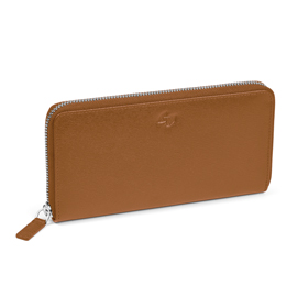 Portafoglio in pelle saffiano 19,5x10,5cm cognac niji