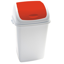 Pattumiera a basculante 50lt rif basic bianco/rosso