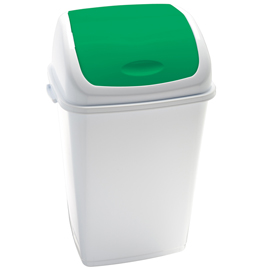 Pattumiera a basculante 50lt rif basic bianco/verde