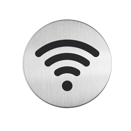 Pittogramma Ø 8,3cm 'wi-fi' in acciaio