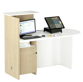 Postazione reception concept dx l143 x p83 x h117cm bianco/rovere