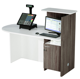 Postazione reception concept sx l143 x p83 x h117cm bianco/frass.tosc.