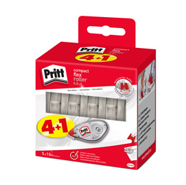 Promo pack 4+1 correttore a nastro 4,2mmx10m pritt flex roller compact