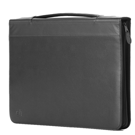 Portablocco office con manico in ecopelle c/zip dim. 28x36cm nero intempo