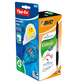 Promo box 12 penne sferebic atlantis classic nero + 1 correttore tipp-ex+refill