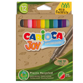 Pennarelli joy eco family - lavabili - colori assortiti - carioca - scatola 12 pezzi