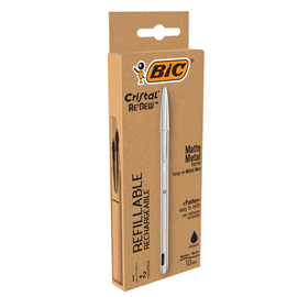 Penna sfera cristal® re'new - con cappuccio - 1 mm - nero - bic®