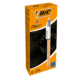 Penna a sfera a scatto 4 colori party - 1,0 mm - bic® - scatola 12 pezzi