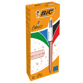 Penna a sfera a scatto 4 colori rose - 1,0 mm - bic® - scatola 12 pezzi