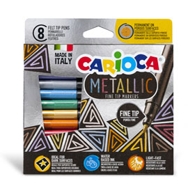 Pennarelli metallic - punta fine - colori assortiti - carioca - scatola 8 pezzi