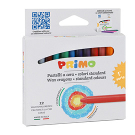Pastelli a cera - d 9 mm x 85 mm - primo - conf. 12 pezzi