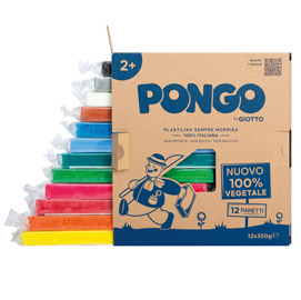 Pasta pongo - panetto 350 gr - colori assortiti - giotto - conf.12 pezzi