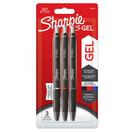 Penna gel a scatto - 0.7 mm - nero/blu/rosso - sharpie - conf. 3 pezzi
