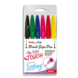 Pennarello sign pen - colori assortiti - pentel - conf. 6 pezzi