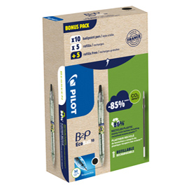Penna ecoball - punta 1.0 mm - 10 refill b2p inclusi - nero - pilot - conf. 10 pezzi