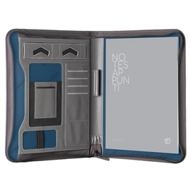 Portablocco con zip bluegate - 29 x 36 x 4 cm - grigio - in tempo