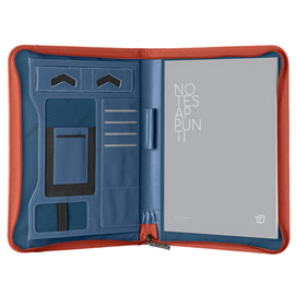 Portablocco con zip bluegate - 29 x 36 x 4 cm - blu - in tempo