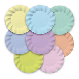Piatti - carta - d 20 cm - colori assortiti - soft rainbow pastello - big party - conf. 8 pezzi