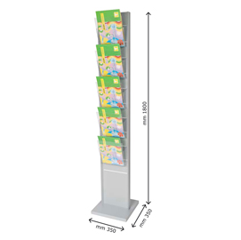 Portadepliant da terra con 10 tasche a4 h180cm - torretta bifacciale