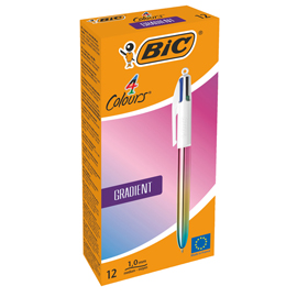 Penna sfera a scatto 4 colori wood - 1.0 mm - bic - conf. 12 pezzi